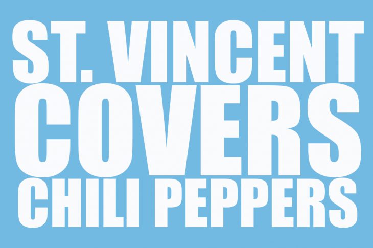 saint vincent covers chili peppers text graphic
