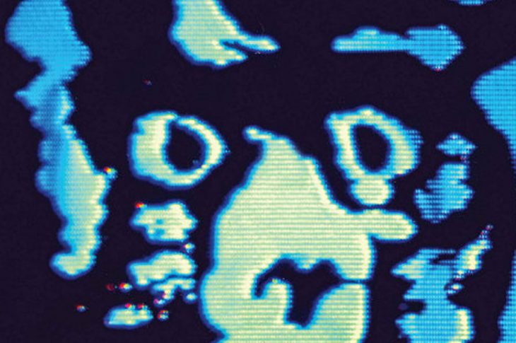 R.E.M. Monster 25 album artwork - Video screen of cat face