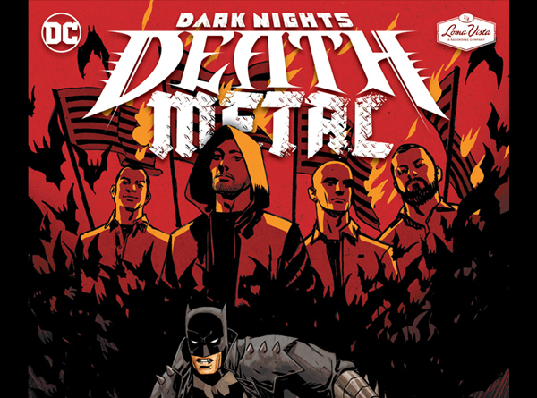 Comic book version of band members with Batman